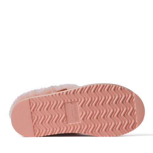 Dearfoams Fireside Bendigo Genuine Shearling Quilted Platform Clog Slipper In Peach Dust