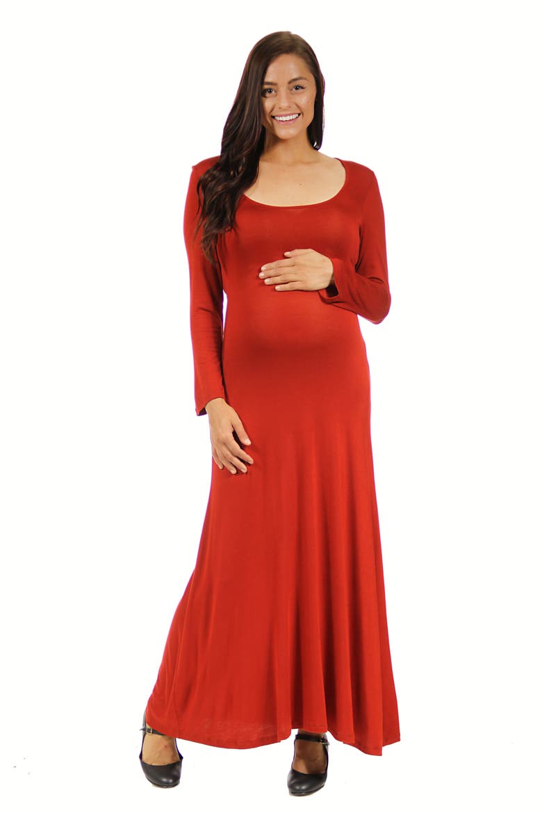 Long Sleeve Maternity Maxi Dress, Main, color, Rust