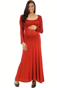 24seven Comfort Apparel Long Sleeve Maternity Maxi Dress