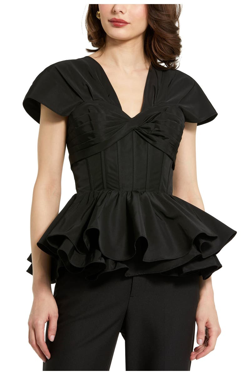 Mac Duggal Faille Twist Bustier Peplum Top, Main, color,