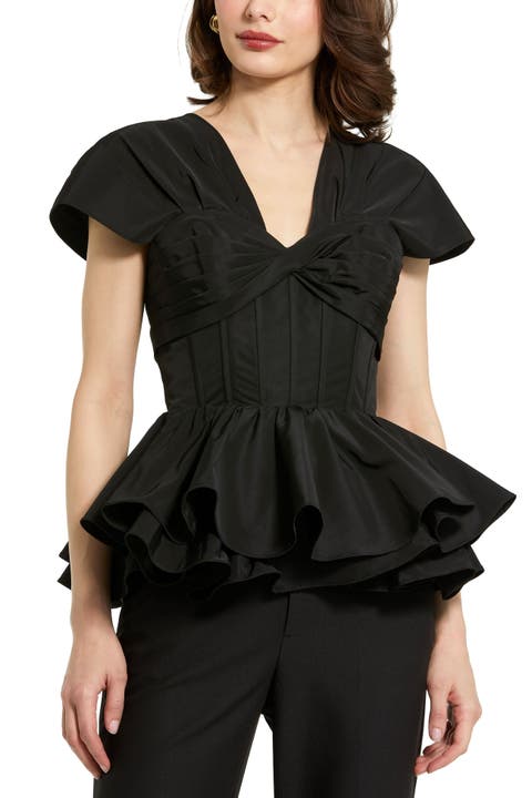 トップス Acka ette peplum tops Cutout Bubble Hem Peplum Top - ASTR the Label