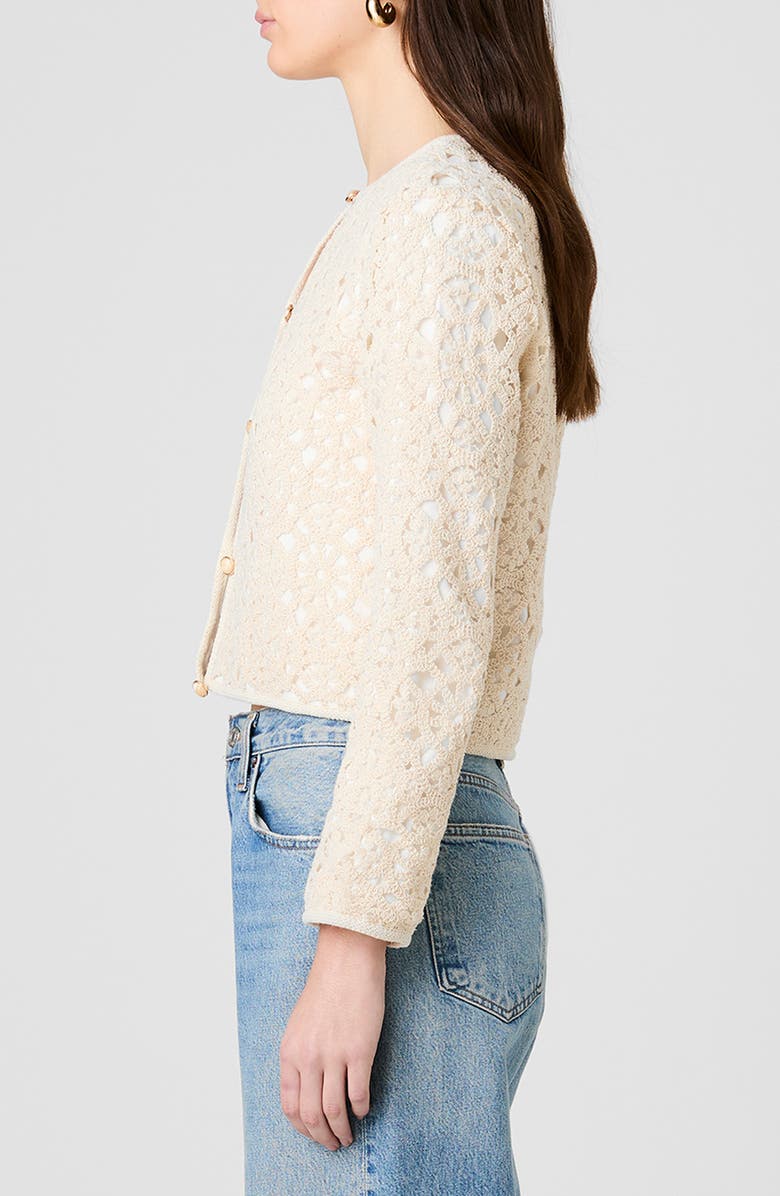 French Connection Geo Lace Woven Cardigan, Alternate, color, Ecru