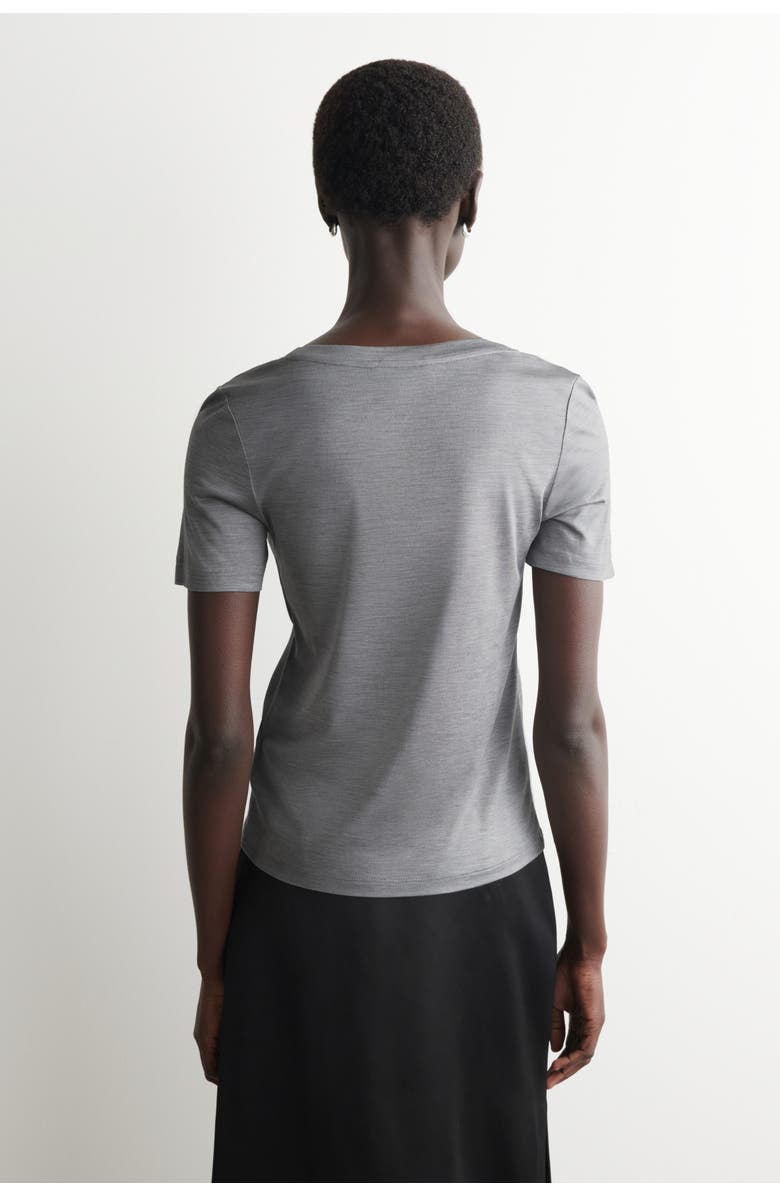 COS Slim Silk T-Shirt, Alternate, color, Gray Mélange