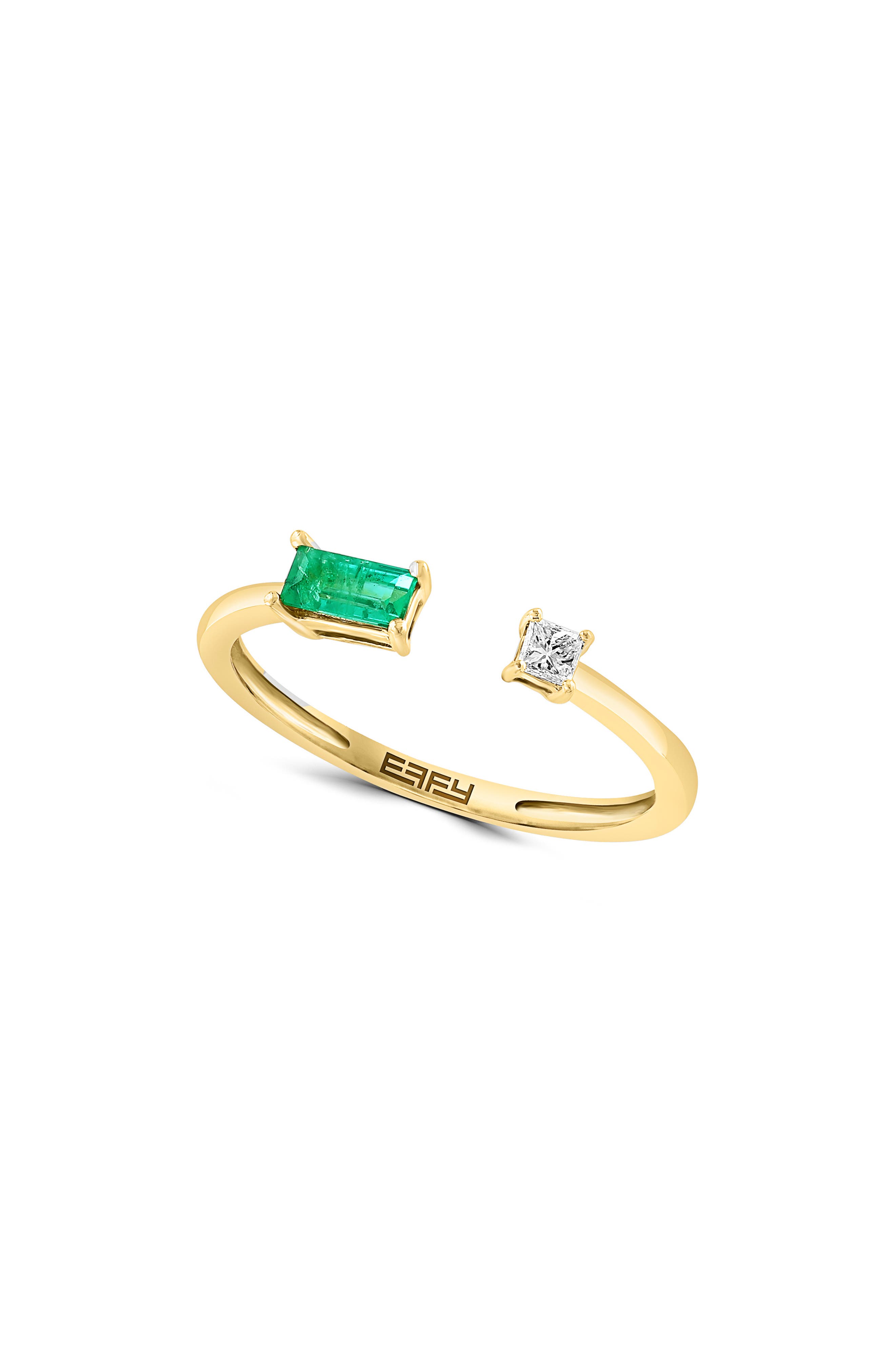 EFFY 14K Yellow Gold Diamond & Emerald Ring