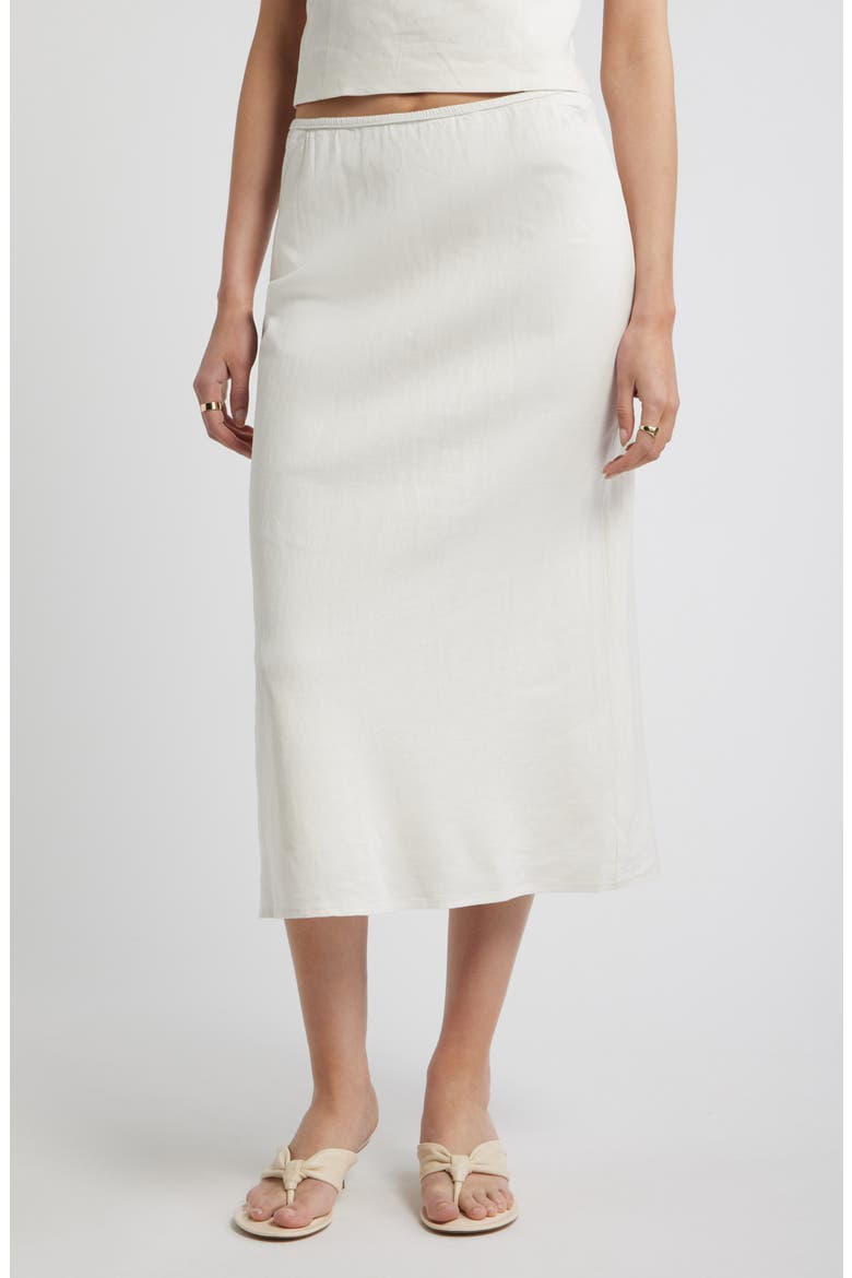 Linen Blend Midi Skirt, Main, color, IVORY TOFU