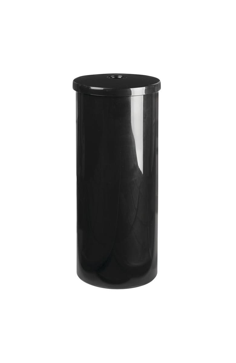 iDesign Freestanding Toilet Paper Canister with Lid for 3 Extra Rolls, Black, Made in USA, Main, color, Black