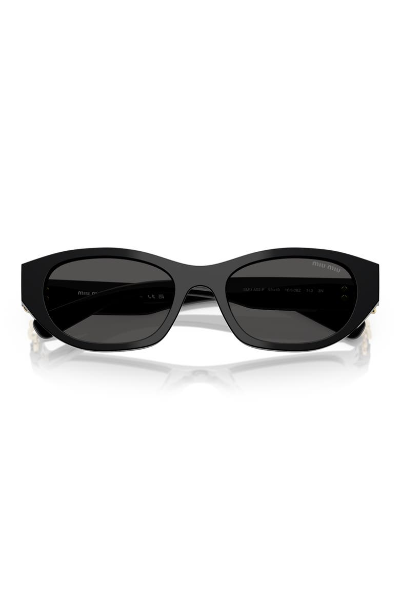 53mm Irregular Sunglasses, Alternate, color, BLACK / DARK GREY