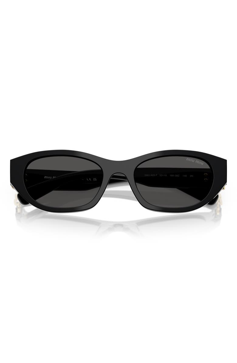 Miu Miu 53mm Irregular Sunglasses, Alternate, color, Black
