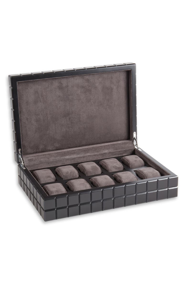 Bey-Berk Modern Cube Watch Storage Box, Alternate, color, Black