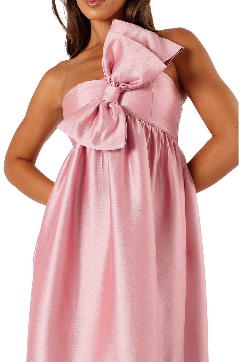 Betina Bow One-Shoulder Gown, Alternate, color, DUSTY ROSE