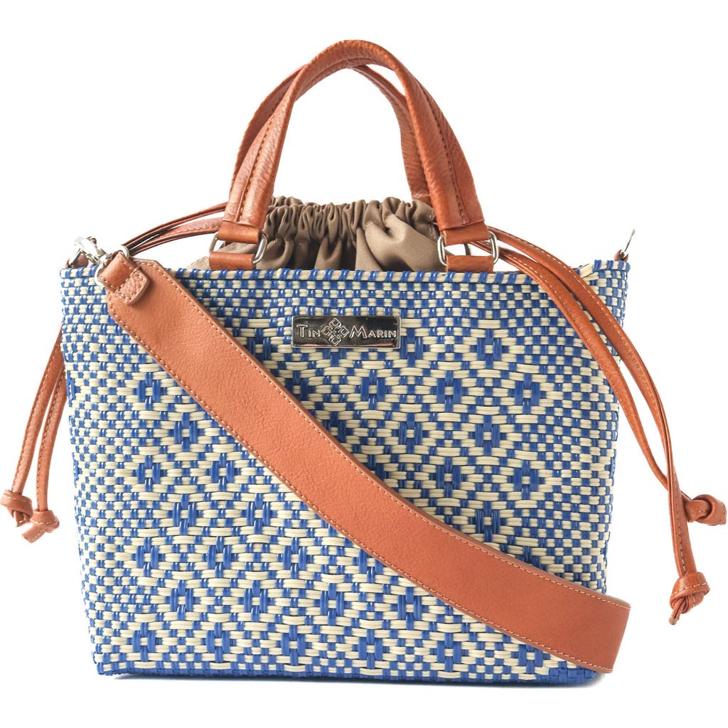 Tin Marin Mixte Medium Woven Crossbody Drawstring Bag In Blue