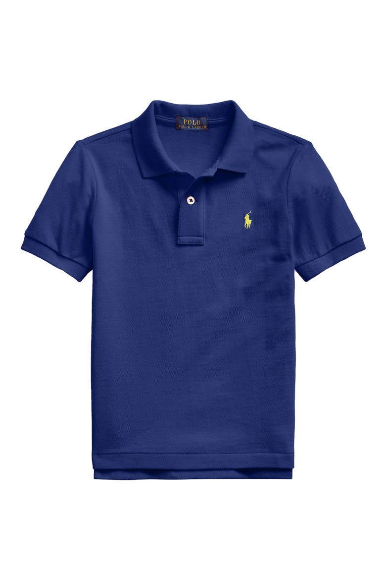 Kids' Cotton Piquè Polo, Main, color, BLUE