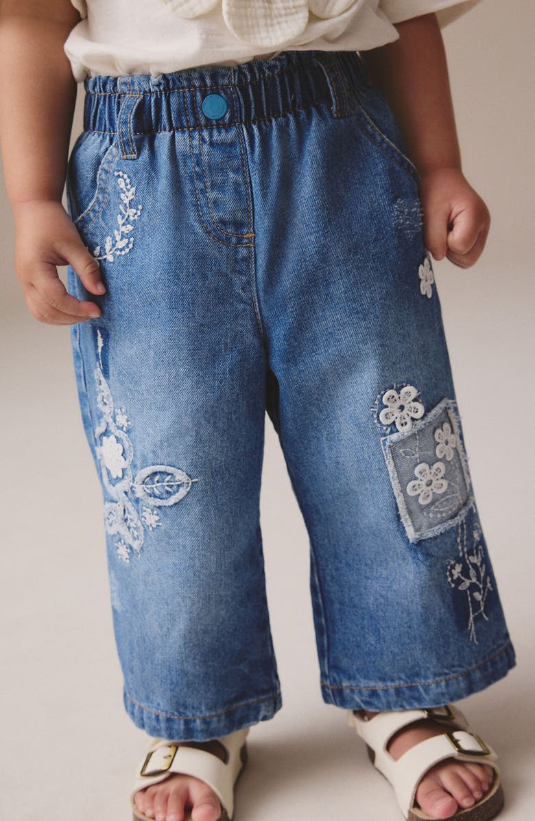 NEXT Kids' Flower Embroidered Jeans, Alternate, color, 