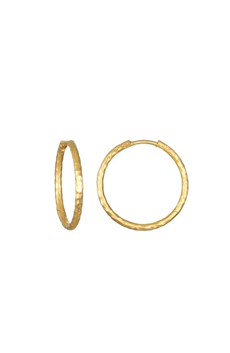 Satya Jewelry Textured Gold Medium Hoop Earrings, Main, color, Gold