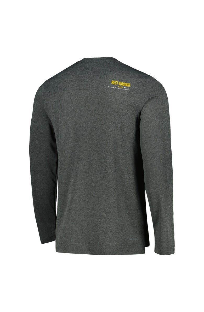 Nike Men's Nike Heather Charcoal West Virginia Mountaineers 2022 Coach Performance Long Sleeve V-Neck T-Shirt, Alternate, color,