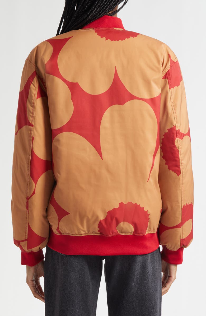 Marimekko Blossa Unikko Bomber Jacket, Alternate, color, Red, Brown