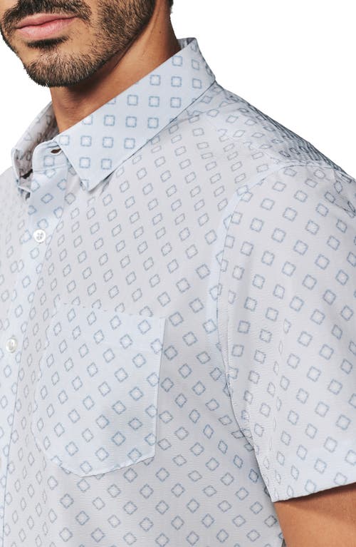 7 Diamonds Kanan Diamond Print Short Sleeve Stretch Seersucker Button-up Shirt In Blue