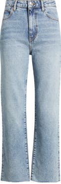 FRAME The Ruler Raw Hem High Waist Ankle Straight Leg Jeans