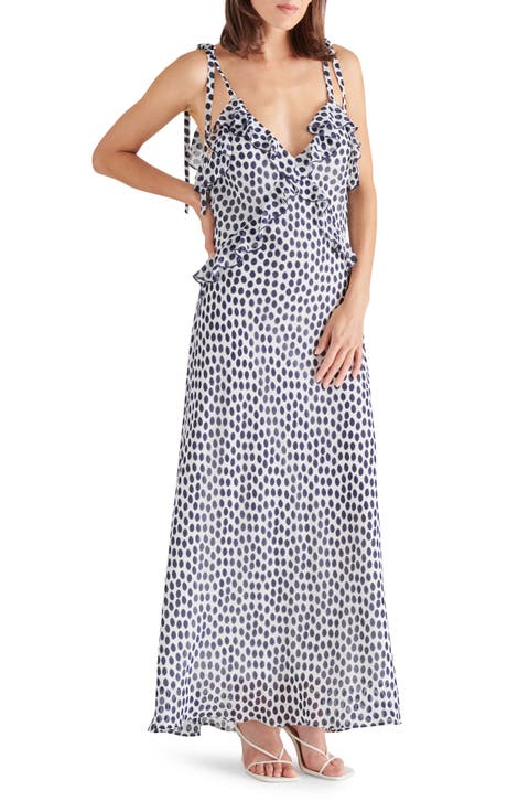 Adalina Polka Dot Ruffle Maxi Dress