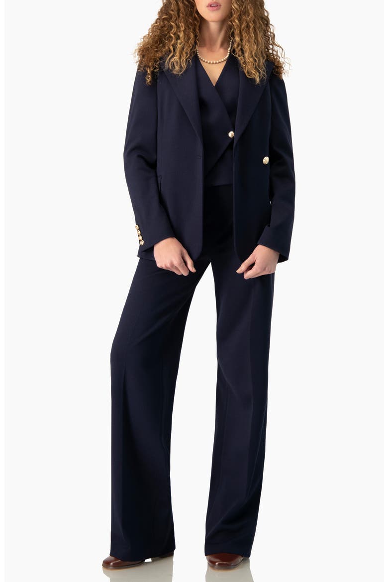 Tailored Straight-Leg Trousers, Alternate, color, Navy Blue