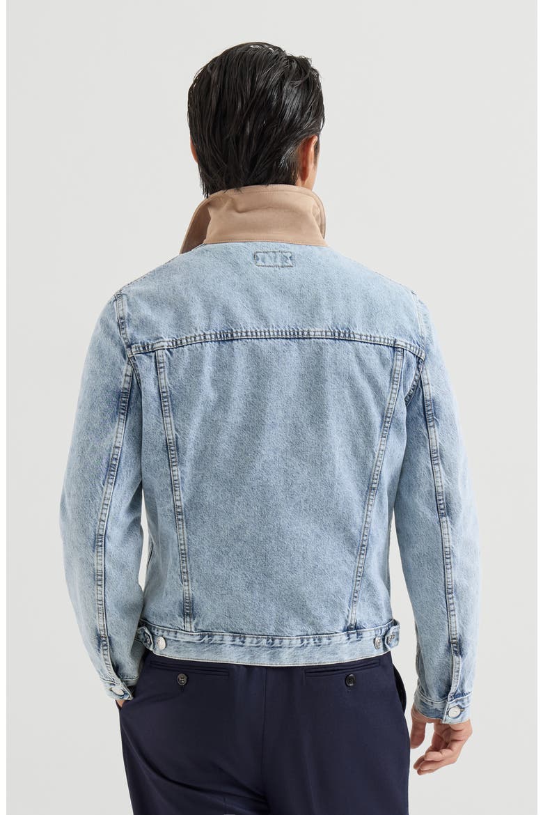 Denim outerwear jacket with suede collar, Alternate, color, Light Denim