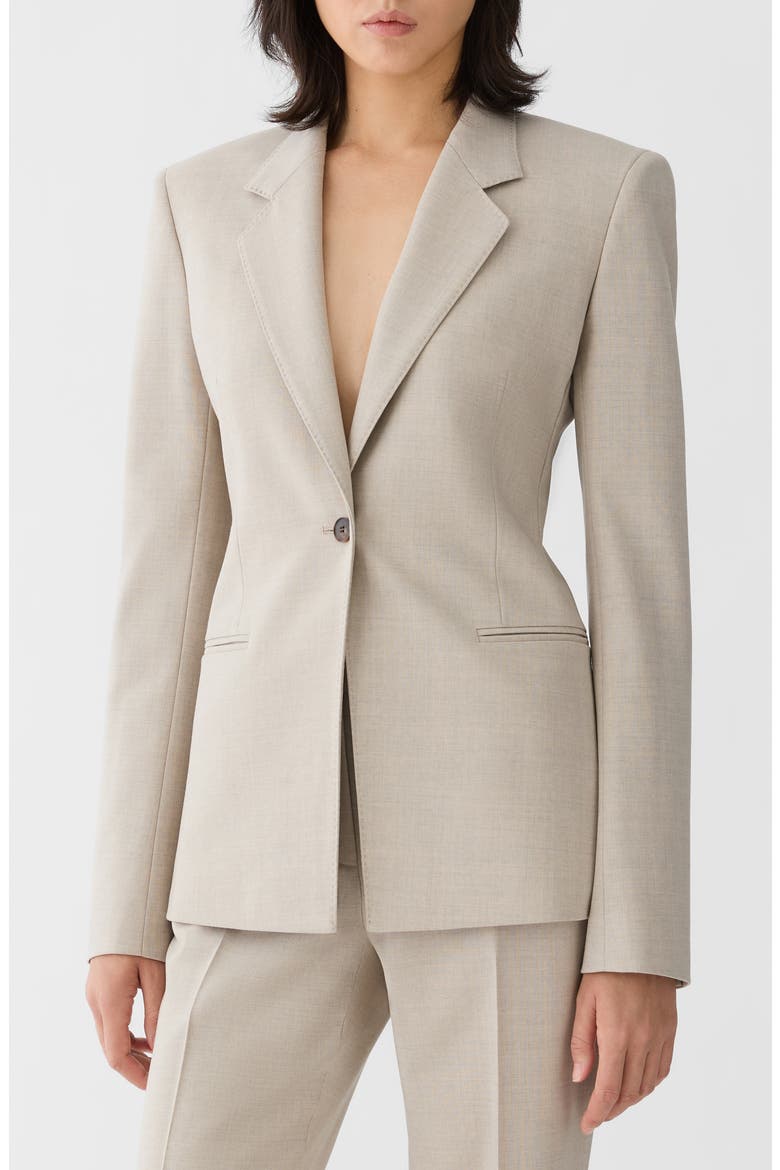 Stretch Merino Wool Blazer, Main, color, SANDSTONE MELANGE