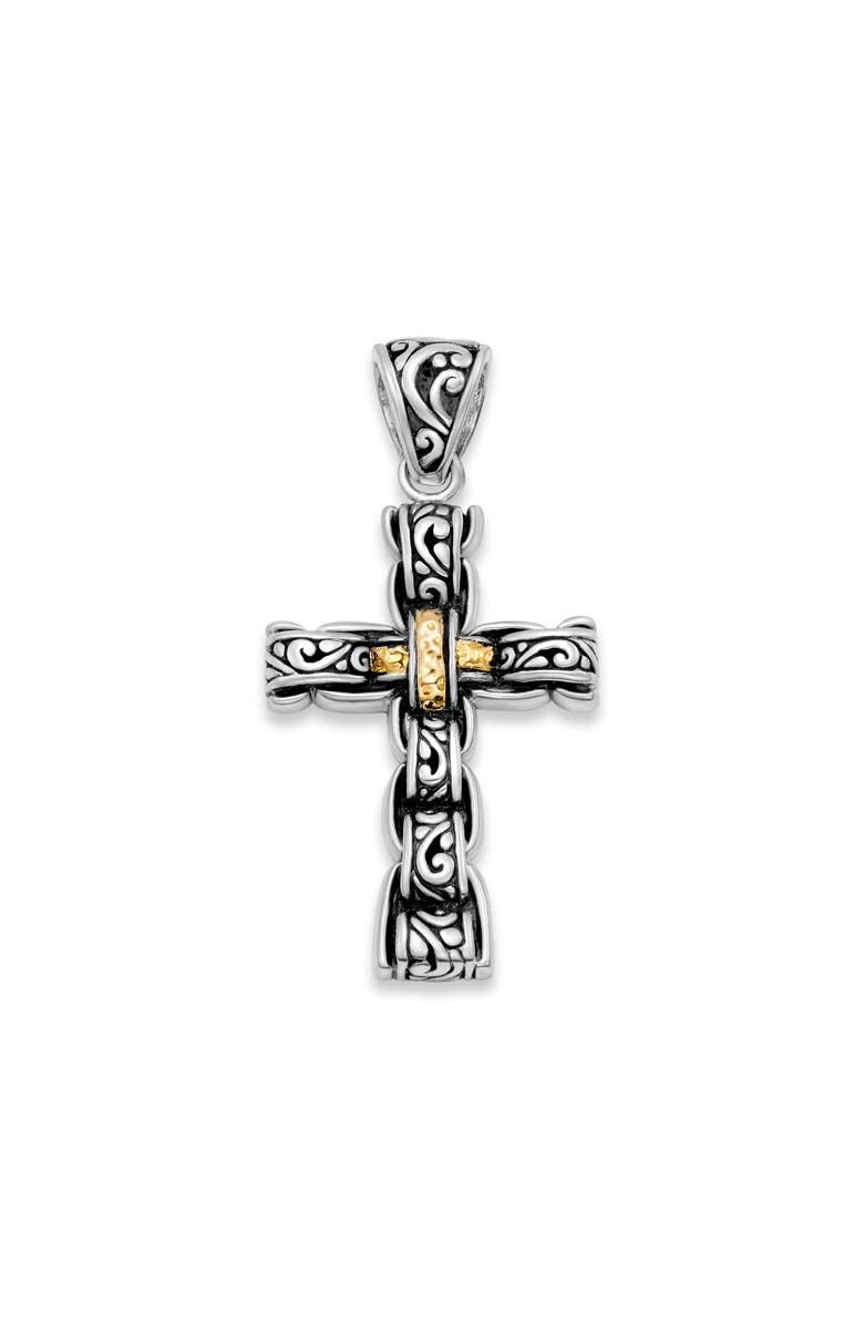 SAMUEL B. Two-Tone Cross Pendant, Main, color, Silver And Gold