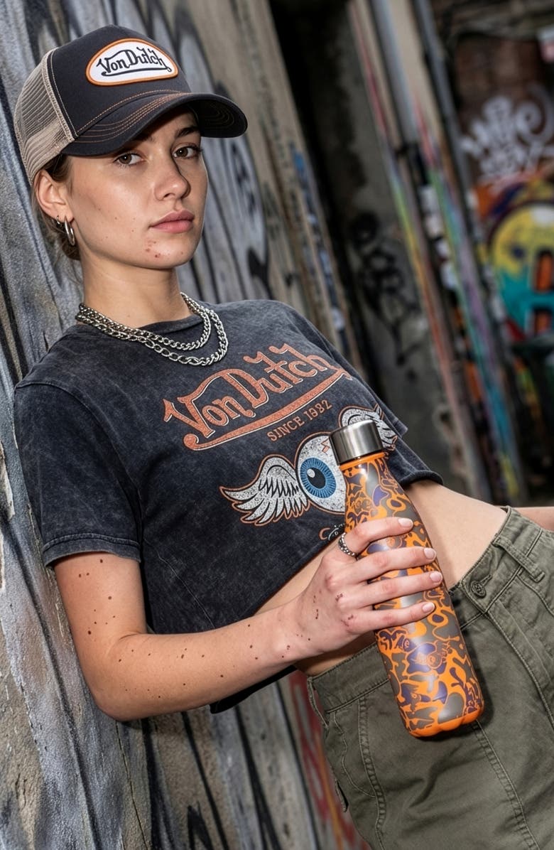 Von Dutch BPA Free 24oz Hydration Stainless Steel Bottle, Alternate, color, Camoscope