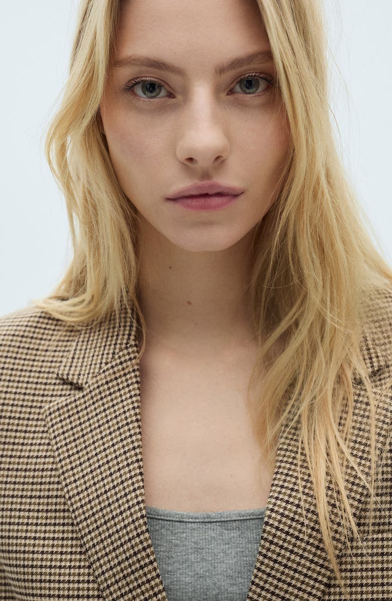 MANGO Micro Houndstooth Straight Fit Blazer, Alternate, color, 