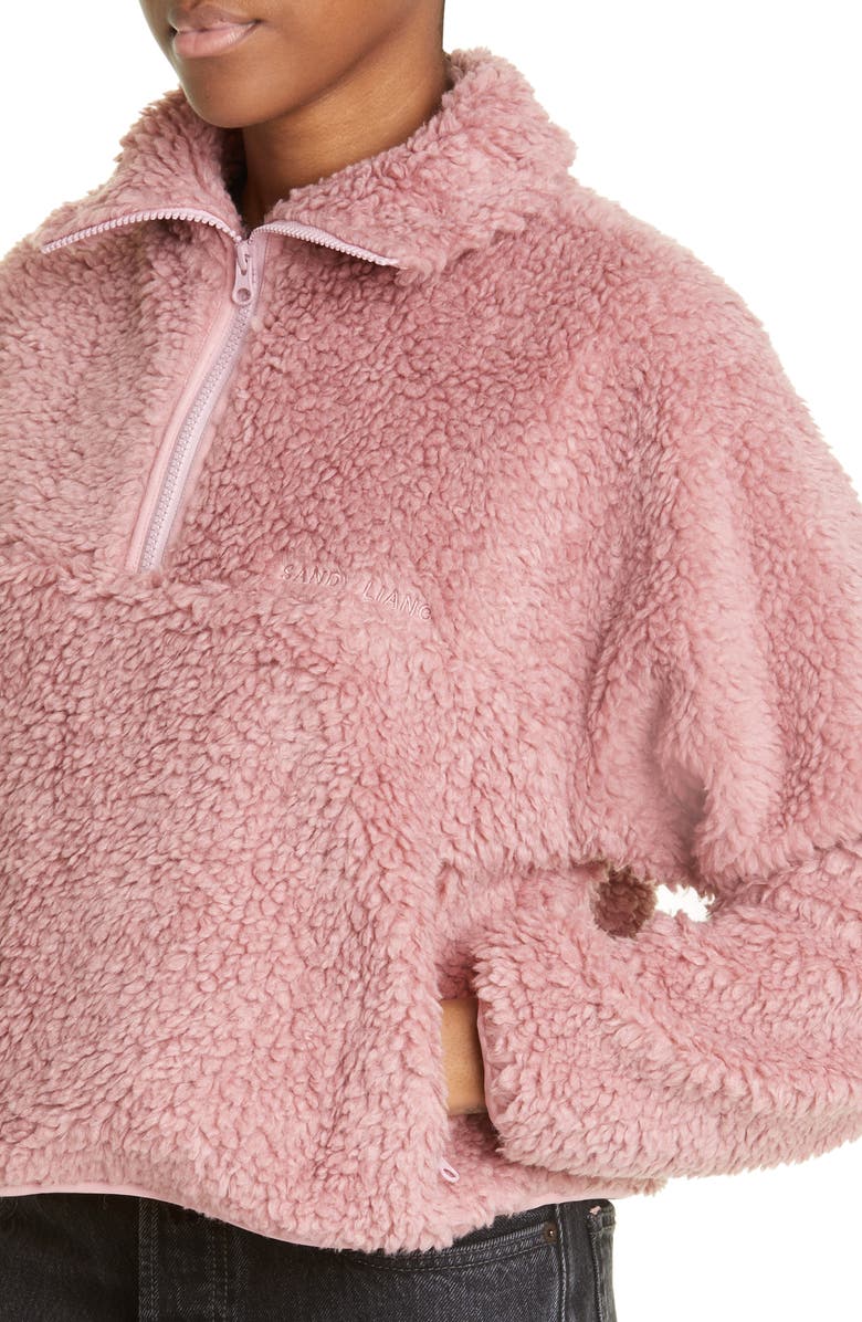 Sandy Liang Bean Crop High Pile Fleece Pullover, Alternate, color,