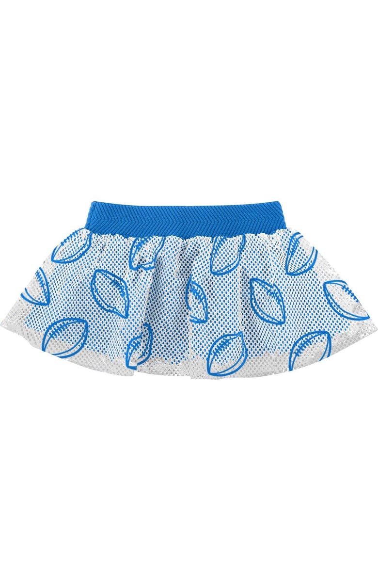 Outerstuff Newborn Heather Gray/Powder Blue Los Angeles Chargers All Dolled Up Three-Piece Bodysuit, Skirt & Booties Set, Alternate, color, 