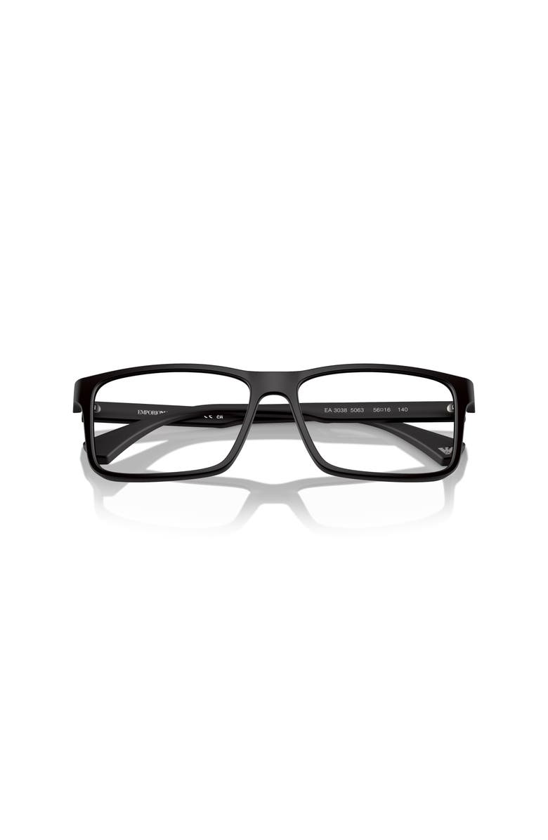 Emporio Armani 56mm Rectangle optical glasses, Alternate, color, Black