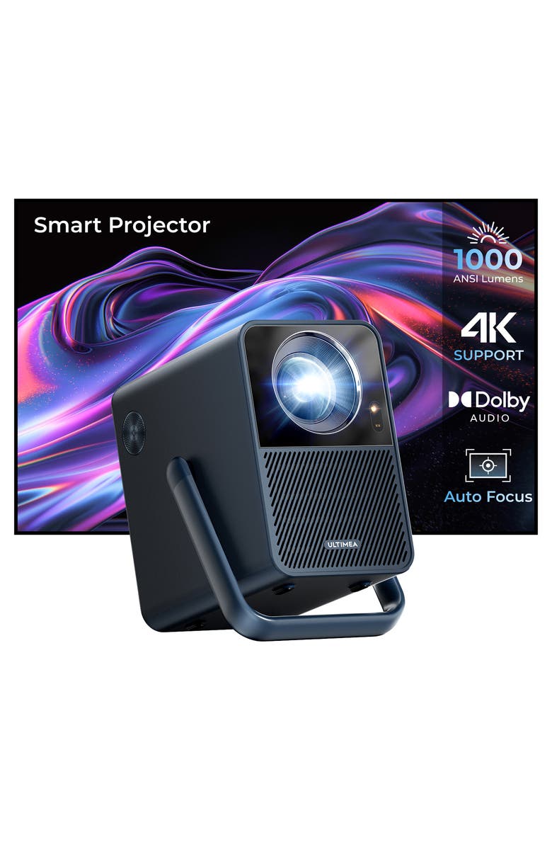 Ultimea Poseidon E40 Projector with Android TV 11.0 Netflix 1300 ANSI Lumens WiFi,Dolby Audio, Main, color, Black