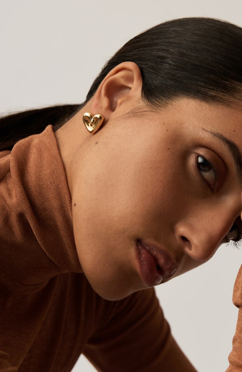 Missoma Puffy Heart Stud Earrings, Alternate, color, Gold