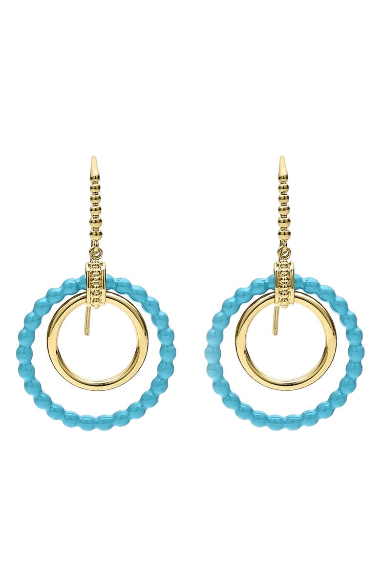 LAGOS Meridian 18K Gold and Blue Ceramic Circle Drop Earrings, Main, color, 