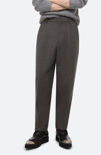 Helmut Lang Men's Melange Wool Pleated Pants In Grey Melange