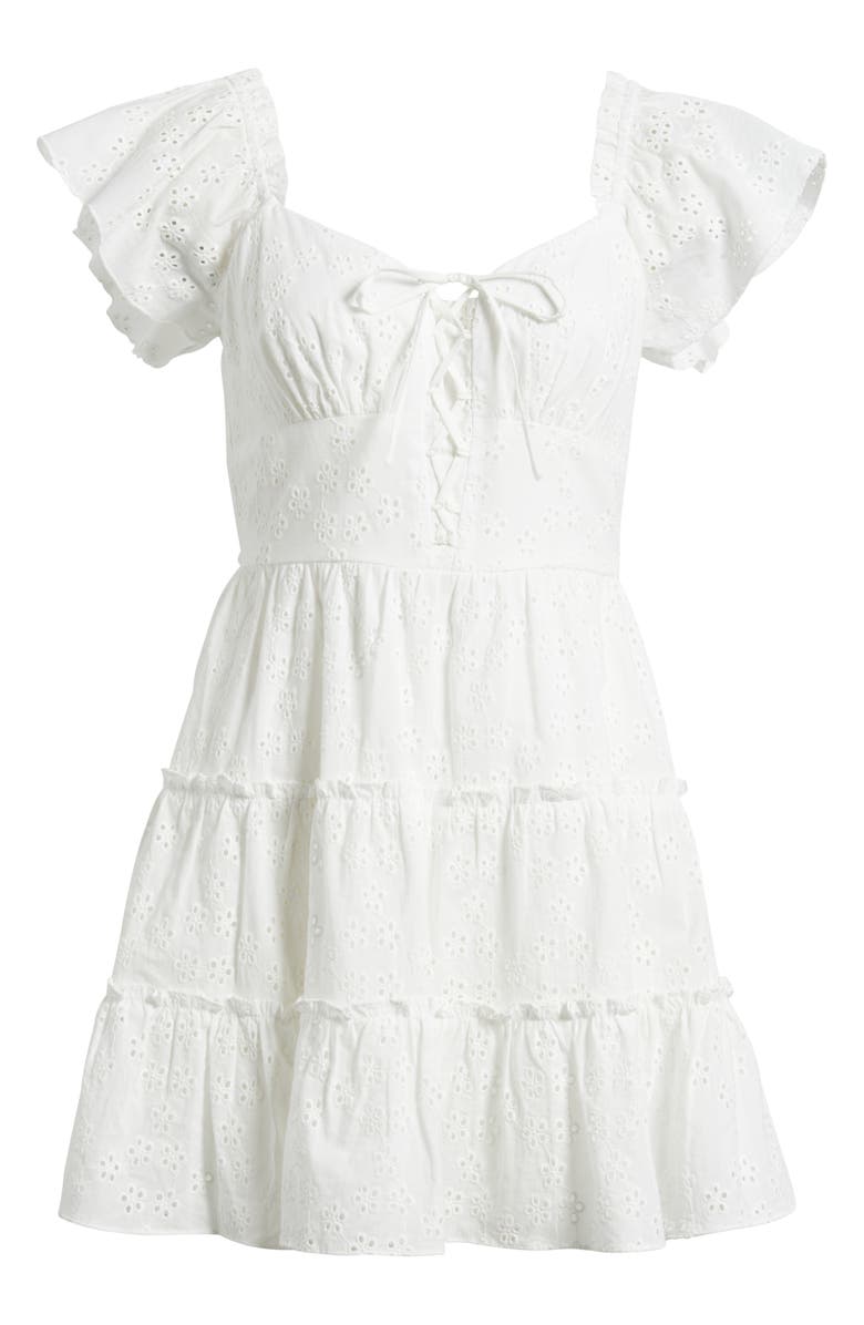 CITY STUDIO Eyelet Tiered Cotton Sundress, Alternate, color, Ivory