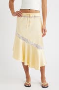 Damson Madder Delphia Lace Inset Asymmetric Satin Skirt