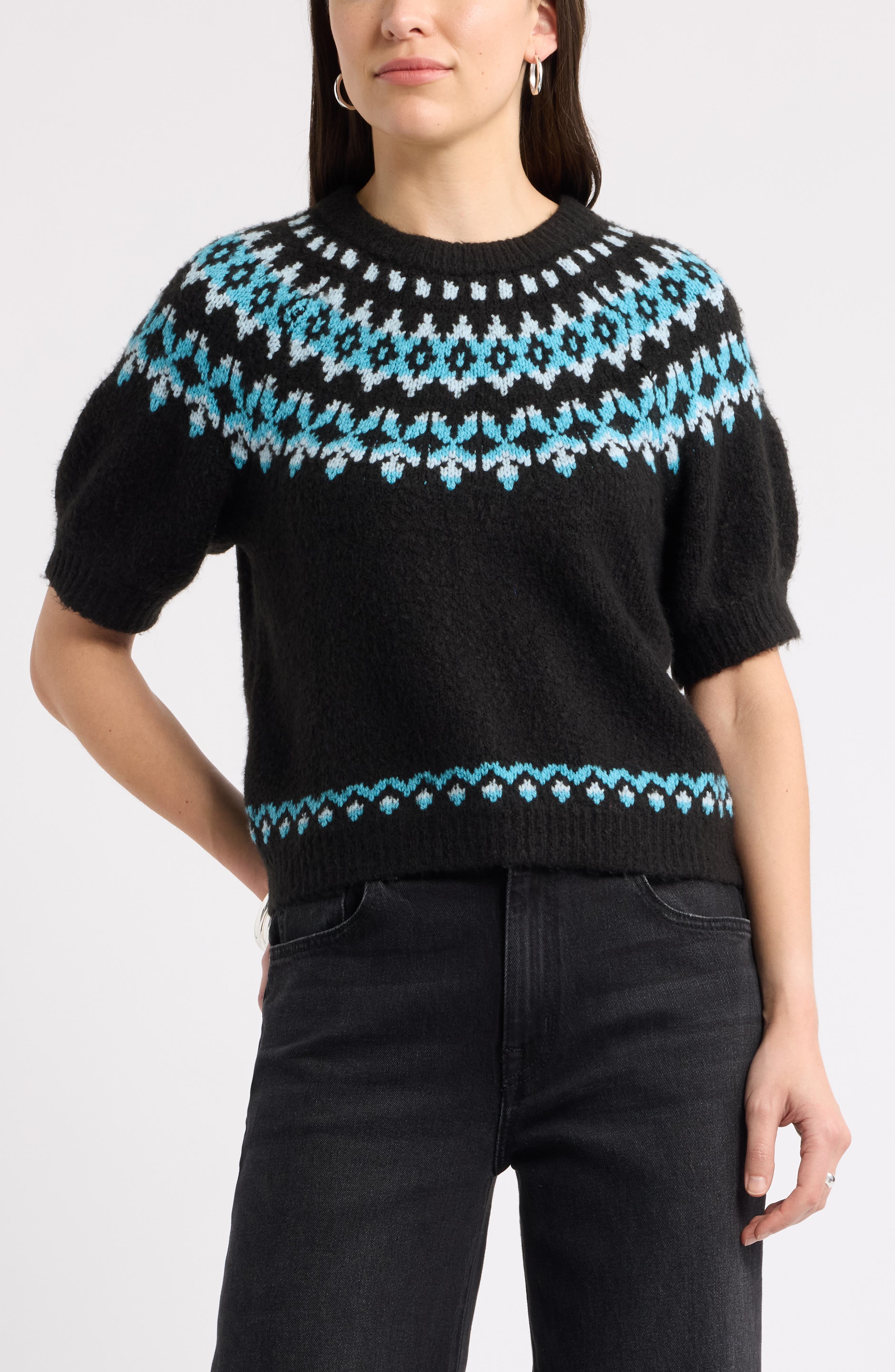 selected BLACK- TEAL FAIRISLE