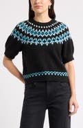 Caslon® Fair Isle Short Sleeve Sweater