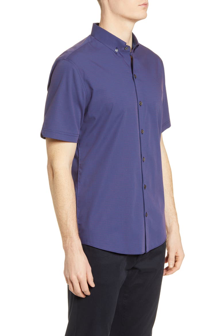 Classic Fit Dobby Short Sleeve Button-Down Shirt, Alternate, color, PURPLE