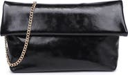 MODA LUXE Faux Leather Foldover Clutch