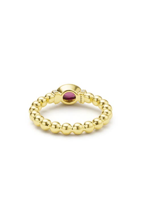 Lagos Rhodolite Garnet & Diamond Caviar Ring In Gold