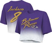 Majestic Threads Women's Majestic Threads Lamar Jackson Purple/White Baltimore Ravens Dip-Dye Player Name & Number Crop Top