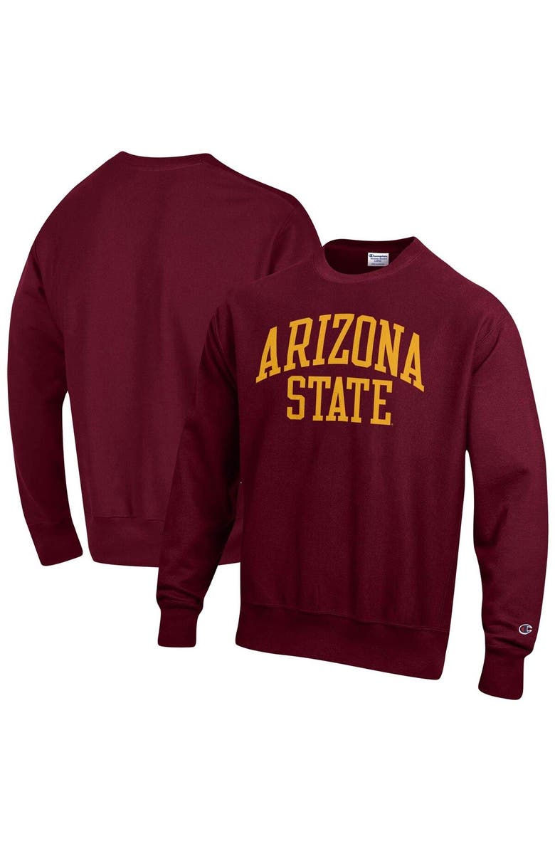 Champion Men's Champion Maroon Arizona State Sun Devils Arch Reverse Weave Pullover Sweatshirt, Main, color, 