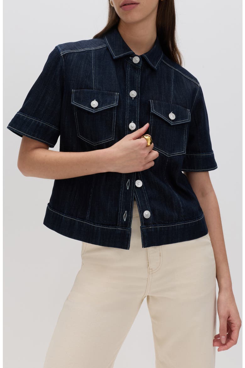 Denim Short Sleeve Shirt, Main, color, DENIM BLUE