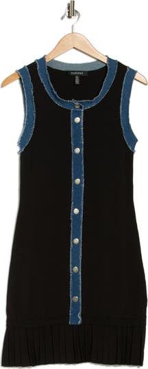 Sleeveless Denim Trim Dress