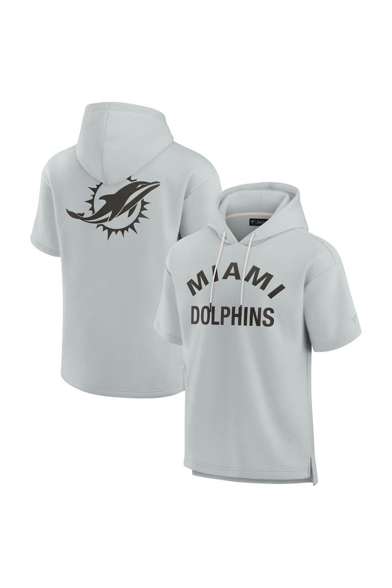 Unisex Fanatics Signature Gray Miami Dolphins Super Soft Fleece Short Sleeve Hoodie, Alternate, color, Gray