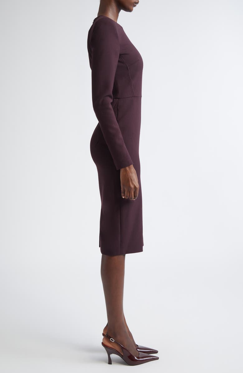 Victoria Beckham Long Sleeve Wool Blend T-Shirt Dress, Alternate, color, Deep Mahogany
