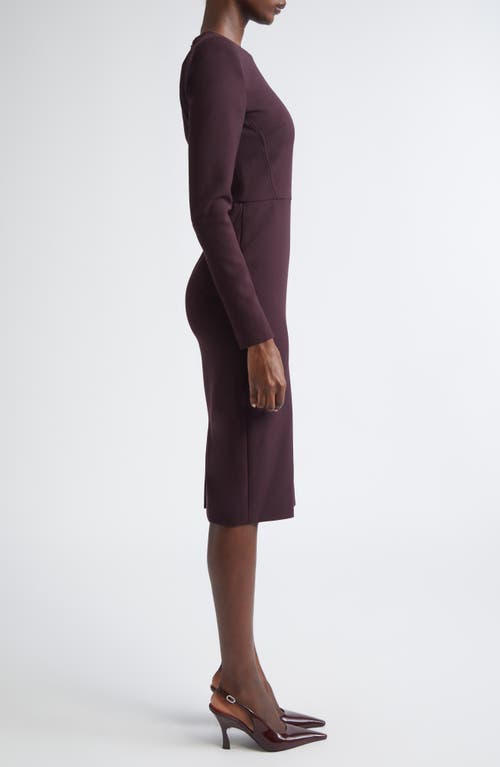 Victoria Beckham Fitted Long Sleeve Dress With Slit Back In Brown